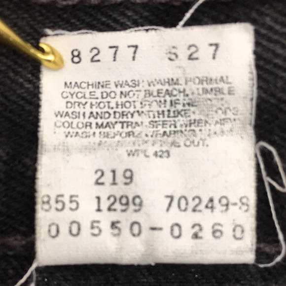 Levis 550 Jeans‎ Mens 40x30 Black Denim Relaxed Fit 100% Cotton Vintage 1999 - Picture 10 of 13